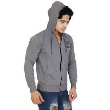 Zip Front Hooded Sweatshirt For Men